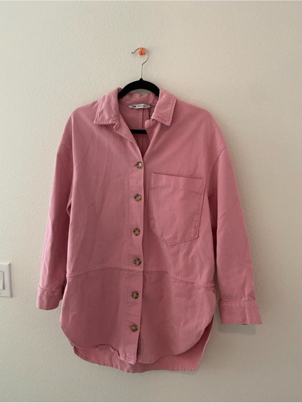 Zara Pink Oversized Button-Front Jacket